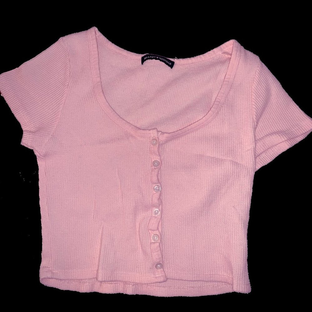 Pink Button Down Brandy Melville Crop Top